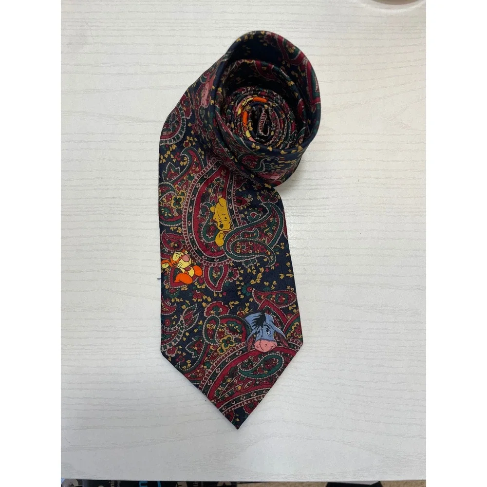 Men's Necktie Disney Winnie the Pooh Eeyore Piglet Tie Paisley Character‎